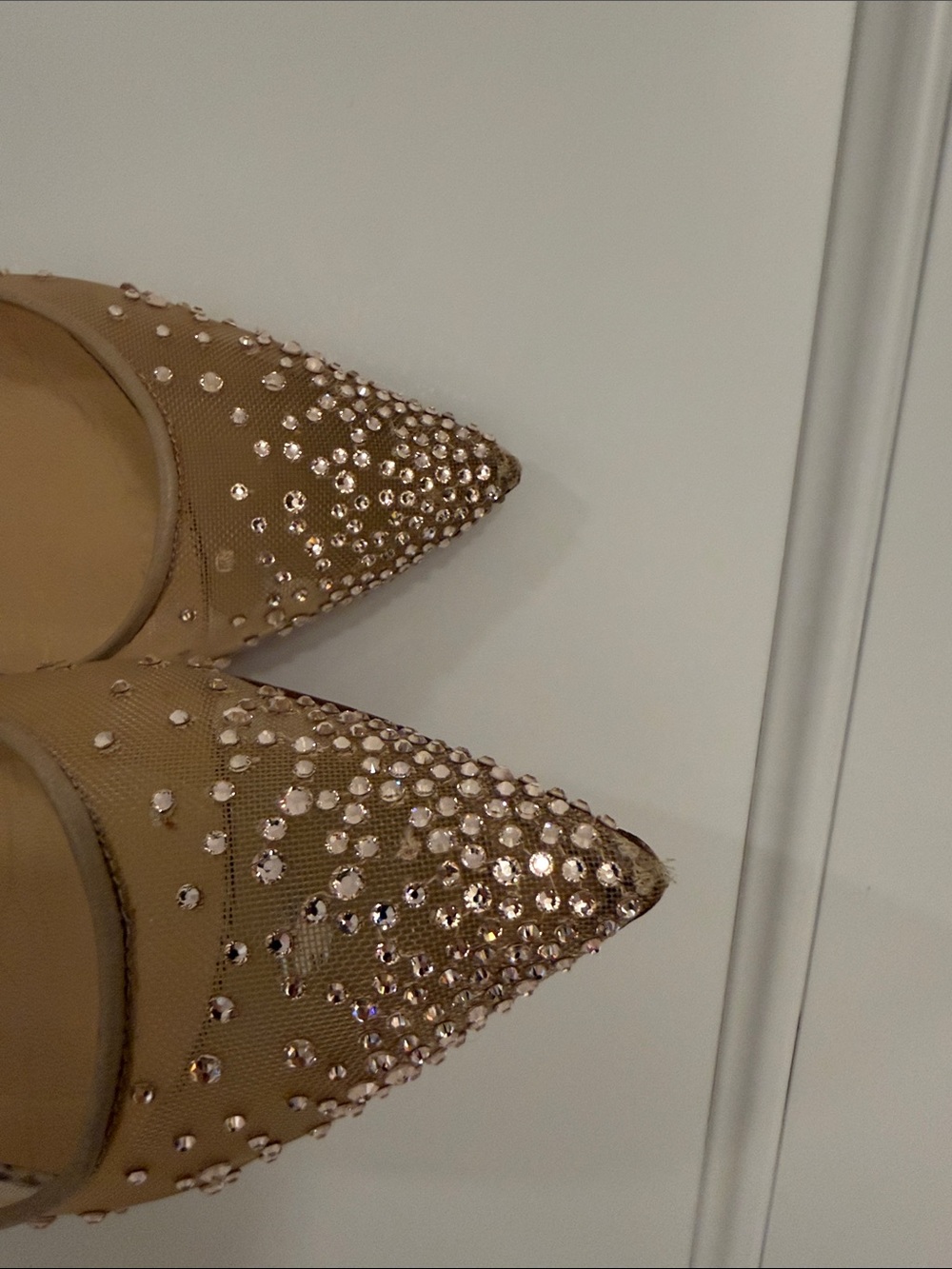 Christian Louboutin Nude Pointed Crystal-Embellished Flats - Picture 2 of 6